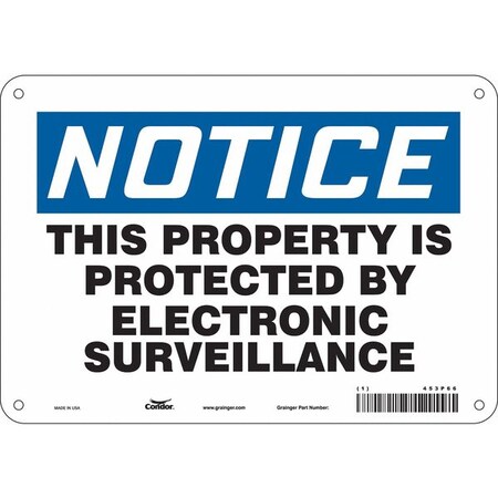 Security Sign, 7 in H, 10 in W, Aluminum, Vertical Rectangle, English, 453P66 MPN:453P66