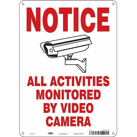 Security Sign, 14 in H, 10 in W, Aluminum, Vertical Rectangle, English, 453P75 MPN:453P75