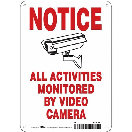 Security Sign, 10 in H, 7 in W, Polyethylene, Horizontal Rectangle, English, 453P76 MPN:453P76