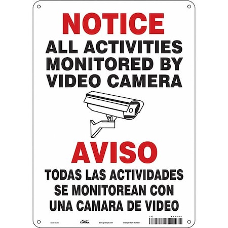 Security Sign, 14 in H, 10 in W, Aluminum, Vertical Rectangle, English, 453P82 MPN:453P82