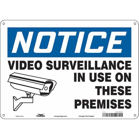 Security Sign, 10 in H, 14 in W, Aluminum, Horizontal Rectangle, English, 453P94 MPN:453P94