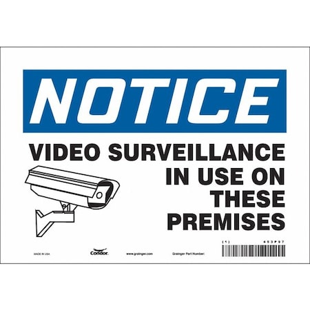 Security Sign, 7 in H, 10 in W, Vinyl, Vertical Rectangle, English, 453P97 MPN:453P97