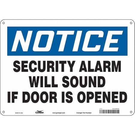 Security Sign, 10 in H, 14 in W, Polyethylene, Horizontal Rectangle, English, 453R05 MPN:453R05