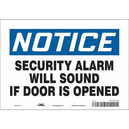 Security Sign, 7 in H, 10 in W, Vinyl, Vertical Rectangle, English, 453R06 MPN:453R06