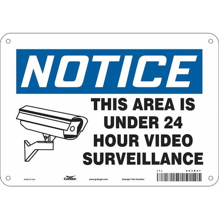 Security Sign, 7 in H, 10 in W, Aluminum, Vertical Rectangle, English, 453R41 MPN:453R41