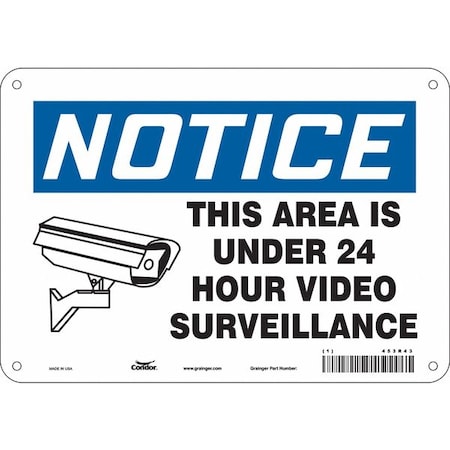 Security Sign, 7 in H, 10 in W, Polyethylene, Vertical Rectangle, English, 453R43 MPN:453R43