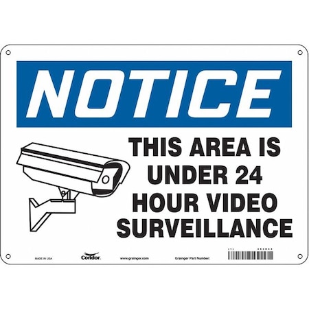 Security Sign, 10 in H, 14 in W, Polyethylene, Horizontal Rectangle, English, 453R44 MPN:453R44