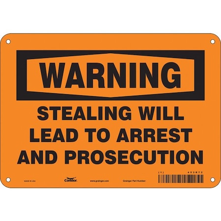 Security Sign, 7 in H, 10 in W, Aluminum, Vertical Rectangle, English, 453R72 MPN:453R72