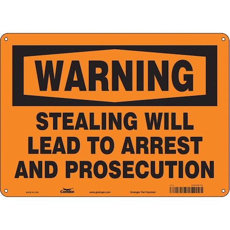Security Sign, 10 in H, 14 in W, Aluminum, Horizontal Rectangle, English, 453R73 MPN:453R73