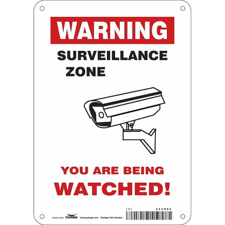 Security Sign, 10 in H, 7 in W, Polyethylene, Horizontal Rectangle, English, 453R80 MPN:453R80