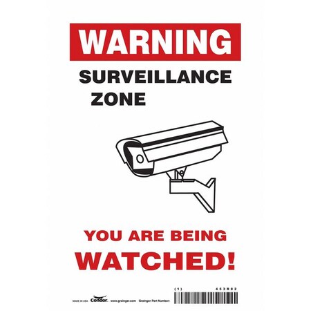 Security Sign, 10 in H, 7 in W, Vinyl, Horizontal Rectangle, English, 453R82 MPN:453R82