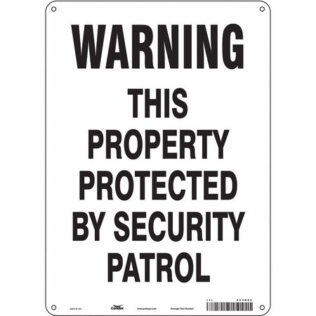 Security Sign, 14 in H, 10 in W, Aluminum, Vertical Rectangle, English, 453R85 MPN:453R85