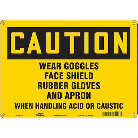 Safety Sign, 10 in Height, 14 in Width, Aluminum, Horizontal Rectangle, English, 464X28 MPN:464X28