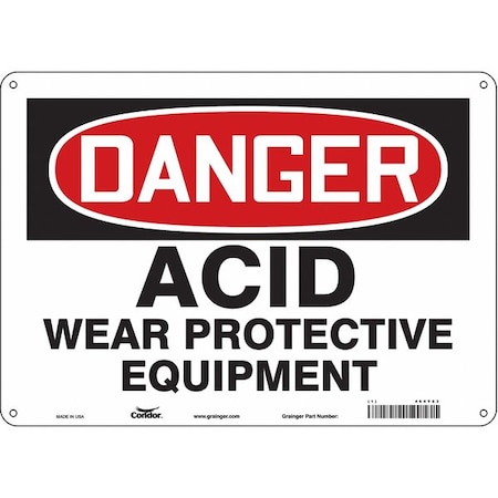Safety Sign, 10 in Height, 14 in Width, Polyethylene, Horizontal Rectangle, English, 464Y83 MPN:464Y83
