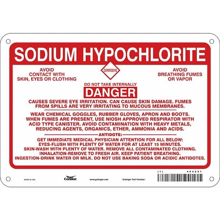 Safety Sign, 7 in Height, 10 in Width, Aluminum, Vertical Rectangle, English, 464Z91 MPN:464Z91