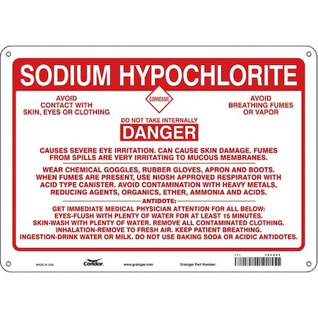 Safety Sign, 10 in Height, 14 in Width, Polyethylene, Horizontal Rectangle, English, 464Z94 MPN:464Z94