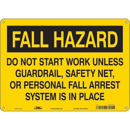Safety Sign, 10 in Height, 14 in Width, Polyethylene, Horizontal Rectangle, English, 465A21 MPN:465A21