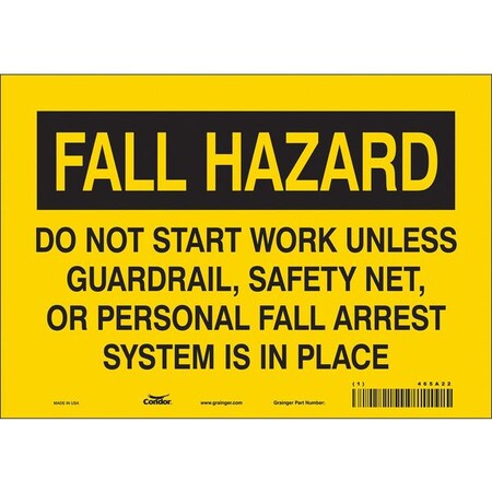 Safety Sign, 7 in Height, 10 in Width, Vinyl, Vertical Rectangle, English, 465A22 MPN:465A22