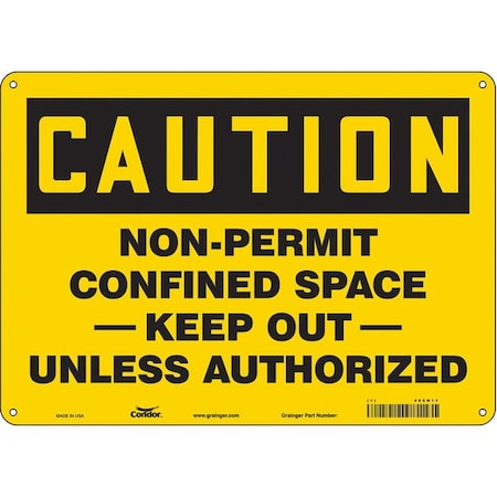 Safety Sign, 10 in Height, 14 in Width, Polyethylene, Horizontal Rectangle, English, 465H11 MPN:465H11