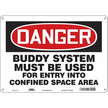 Safety Sign, 10 in Height, 14 in Width, Aluminum, Horizontal Rectangle, English, 465H39 MPN:465H39