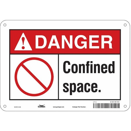 Safety Sign, 7 in Height, 10 in Width, Polyethylene, Vertical Rectangle, English, 465H50 MPN:465H50