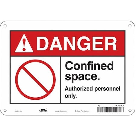Safety Sign, 7 in Height, 10 in Width, Aluminum, Vertical Rectangle, English, 465H54 MPN:465H54