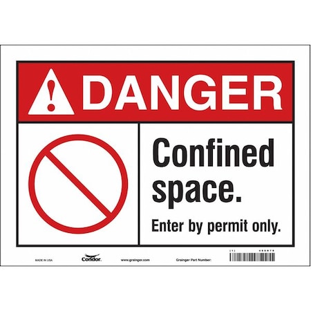 Safety Sign, 10 in Height, 14 in Width, Vinyl, Horizontal Rectangle, English, 465H70 MPN:465H70
