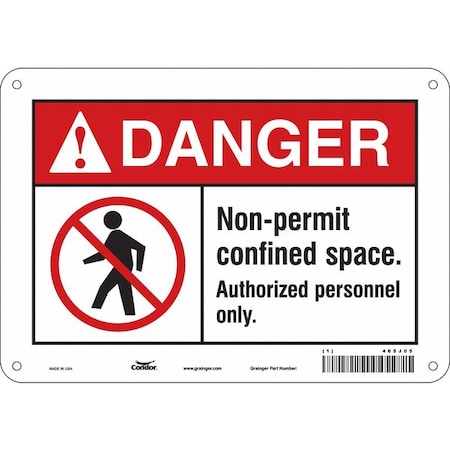 Safety Sign, 7 in Height, 10 in Width, Aluminum, Vertical Rectangle, English, 465J05 MPN:465J05