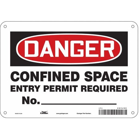 Safety Sign, 7 in Height, 10 in Width, Aluminum, Vertical Rectangle, English, 465J66 MPN:465J66