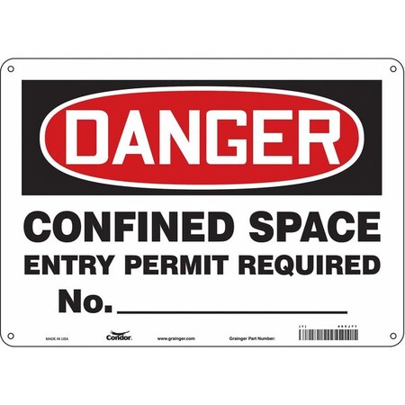 Safety Sign, 10 in Height, 14 in Width, Polyethylene, Horizontal Rectangle, English, 465J71 MPN:465J71
