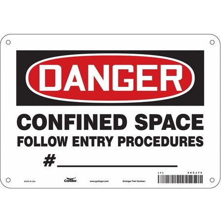 Safety Sign, 7 in Height, 10 in Width, Aluminum, Vertical Rectangle, English, 465J74 MPN:465J74