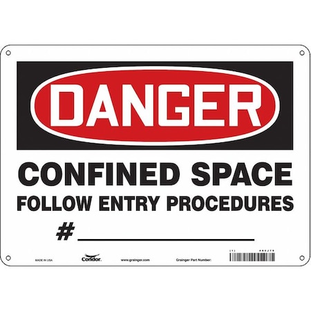 Safety Sign, 10 in Height, 14 in Width, Polyethylene, Horizontal Rectangle, English, 465J79 MPN:465J79