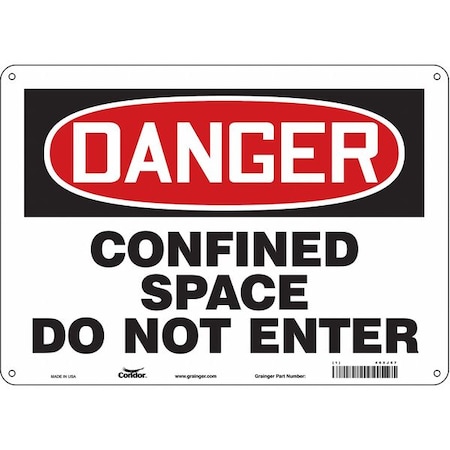 Safety Sign, 10 in Height, 14 in Width, Polyethylene, Horizontal Rectangle, English, 465J87 MPN:465J87