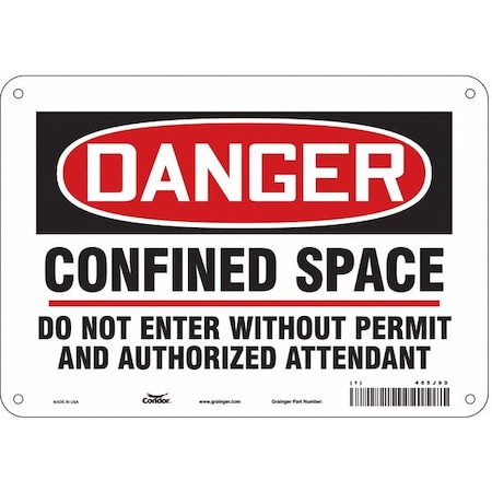 Safety Sign, 7 in Height, 10 in Width, Aluminum, Vertical Rectangle, English, 465J90 MPN:465J90