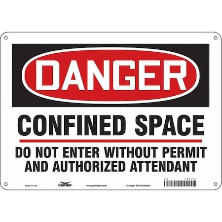 Safety Sign, 10 in Height, 14 in Width, Polyethylene, Horizontal Rectangle, English, 465J95 MPN:465J95