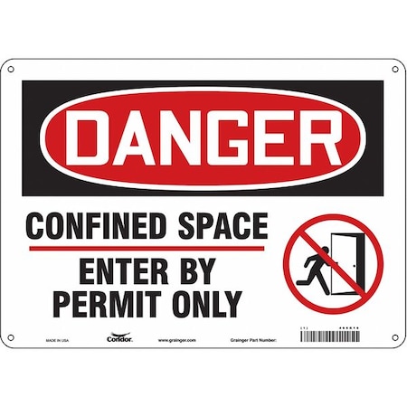 Safety Sign, 10 in Height, 14 in Width, Aluminum, Horizontal Rectangle, English, 465K16 MPN:465K16