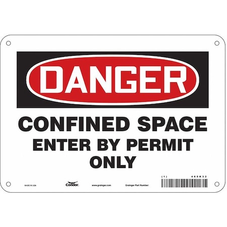 Safety Sign, 7 in Height, 10 in Width, Aluminum, Vertical Rectangle, English, 465K32 MPN:465K32