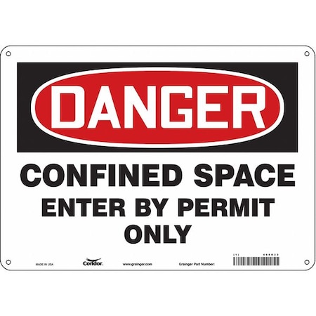 Safety Sign, 10 in Height, 14 in Width, Aluminum, Horizontal Rectangle, English, 465K33 MPN:465K33