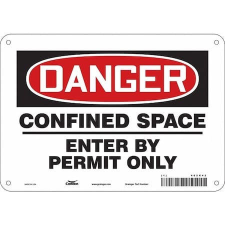 Safety Sign, 7 in Height, 10 in Width, Aluminum, Vertical Rectangle, English, 465K42 MPN:465K42