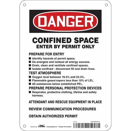 Safety Sign, 10 in Height, 7 in Width, Aluminum, Horizontal Rectangle, English, 465K50 MPN:465K50