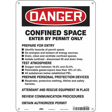 Safety Sign, 14 in Height, 10 in Width, Aluminum, Vertical Rectangle, English, 465K51 MPN:465K51