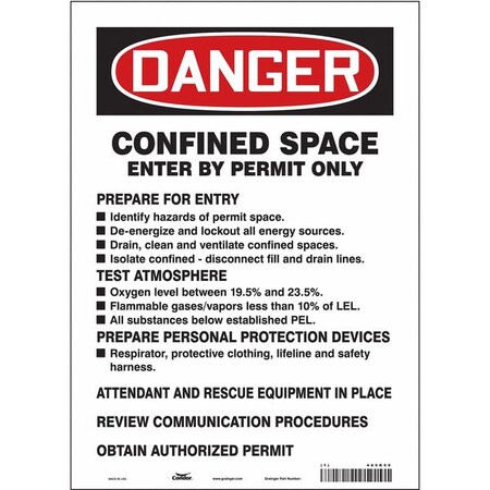 Safety Sign, 14 in Height, 10 in Width, Vinyl, Vertical Rectangle, English, 465K59 MPN:465K59
