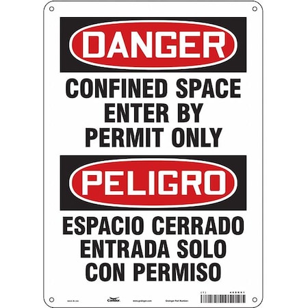 Safety Sign, 14 in Height, 10 in Width, Aluminum, Vertical Rectangle, English, Spanish, 465K61 MPN:465K61