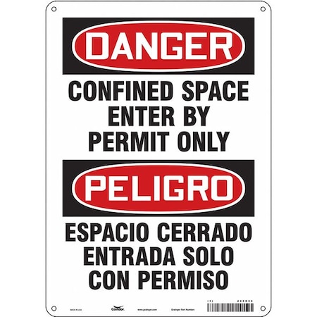 Safety Sign, 14 in Height, 10 in Width, Polyethylene, Vertical Rectangle, English, Spanish, 465K66 MPN:465K66