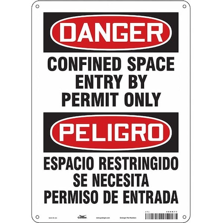 Safety Sign, 14 in Height, 10 in Width, Aluminum, Vertical Rectangle, English, Spanish, 465K71 MPN:465K71