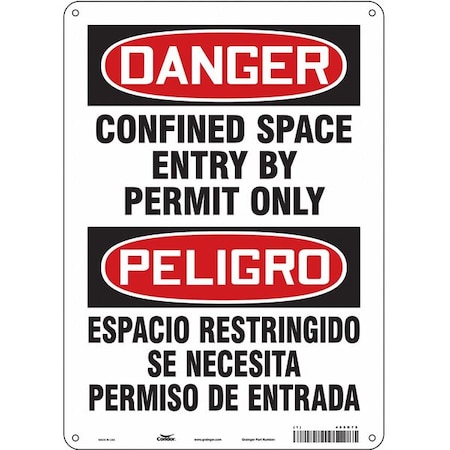 Safety Sign, 14 in Height, 10 in Width, Polyethylene, Vertical Rectangle, English, Spanish, 465K75 MPN:465K75