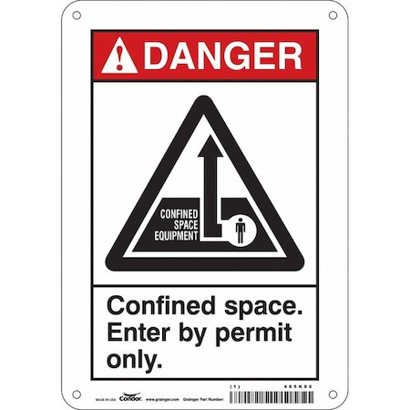 Safety Sign, 10 in Height, 7 in Width, Polyethylene, Horizontal Rectangle, English, 465K90 MPN:465K90