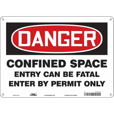 Safety Sign, 10 in Height, 14 in Width, Aluminum, Horizontal Rectangle, English, 465K96 MPN:465K96