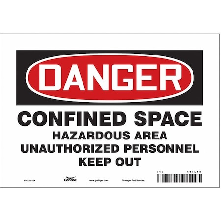 Safety Sign, 7 in Height, 10 in Width, Vinyl, Vertical Rectangle, English, 465L10 MPN:465L10