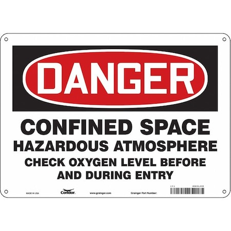 Safety Sign, 10 in Height, 14 in Width, Aluminum, Horizontal Rectangle, English, 465L22 MPN:465L22